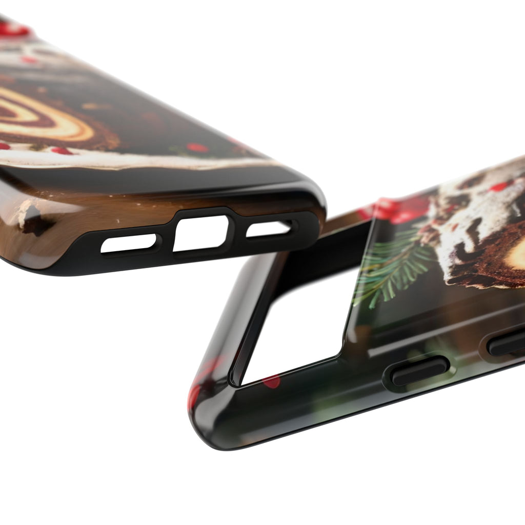 Festive Phone Case with Yule Log Design
