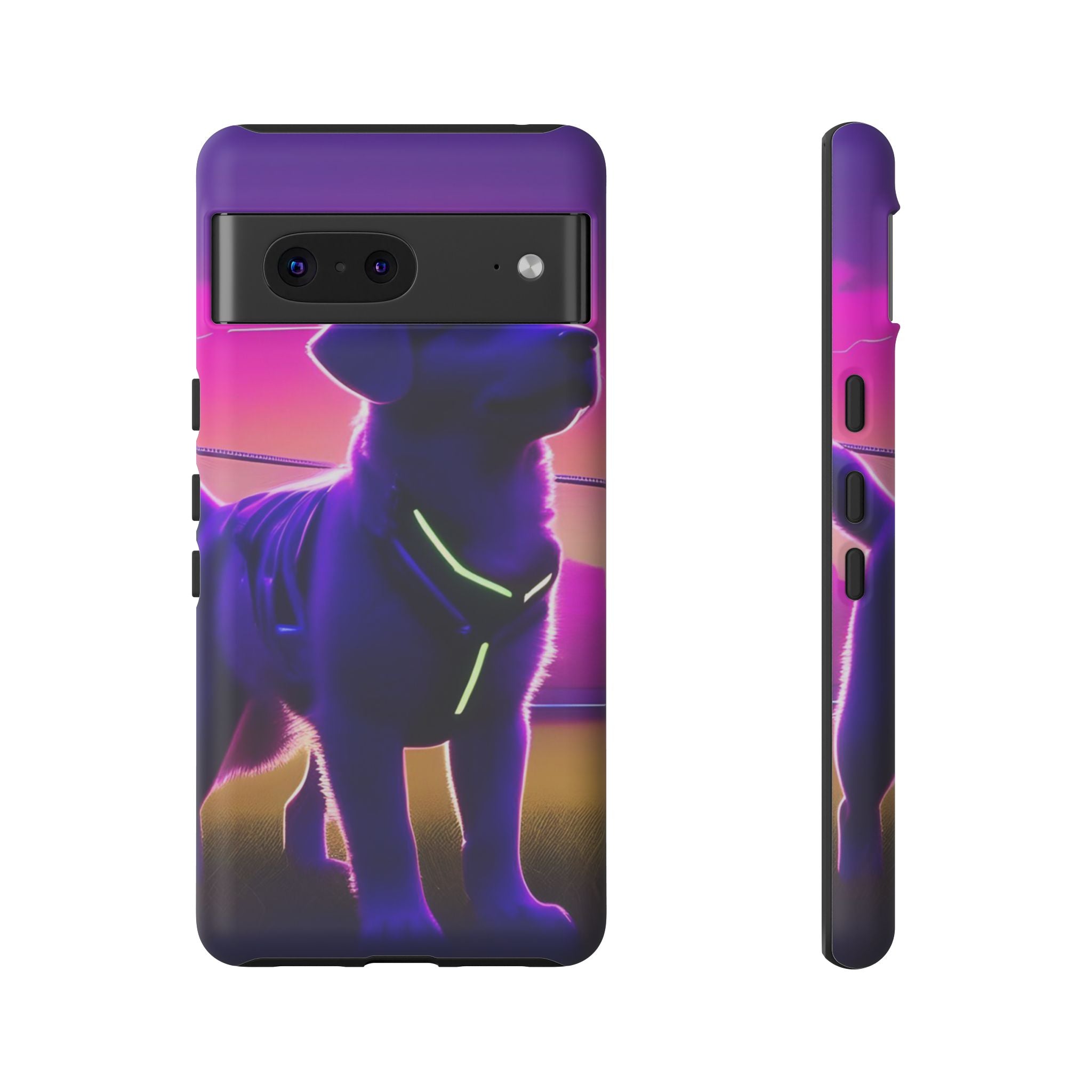 Vibrant Neon-Style Dog, Phone Case