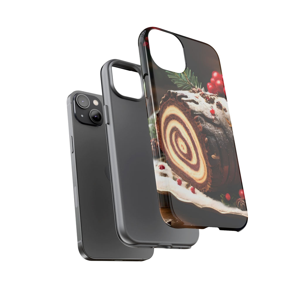 Festive Phone Case with Yule Log Design