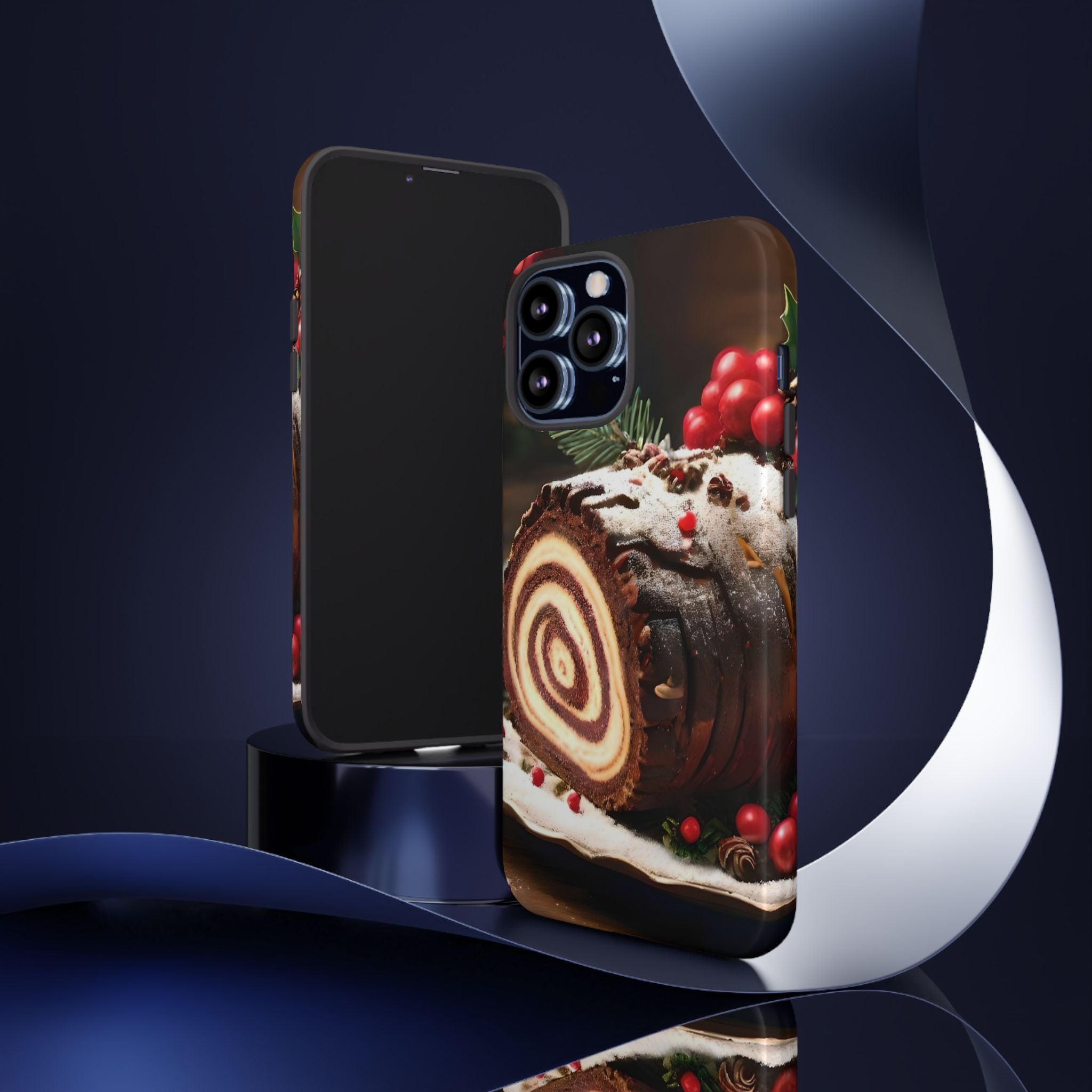 Festive Phone Case with Yule Log Design