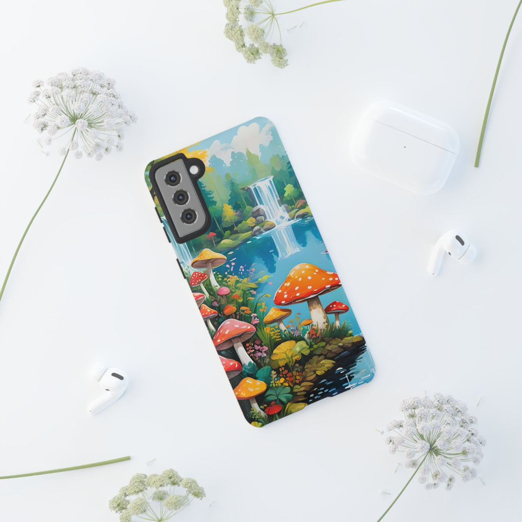 Mushroom Phone Case with Vibrant Nature Scene