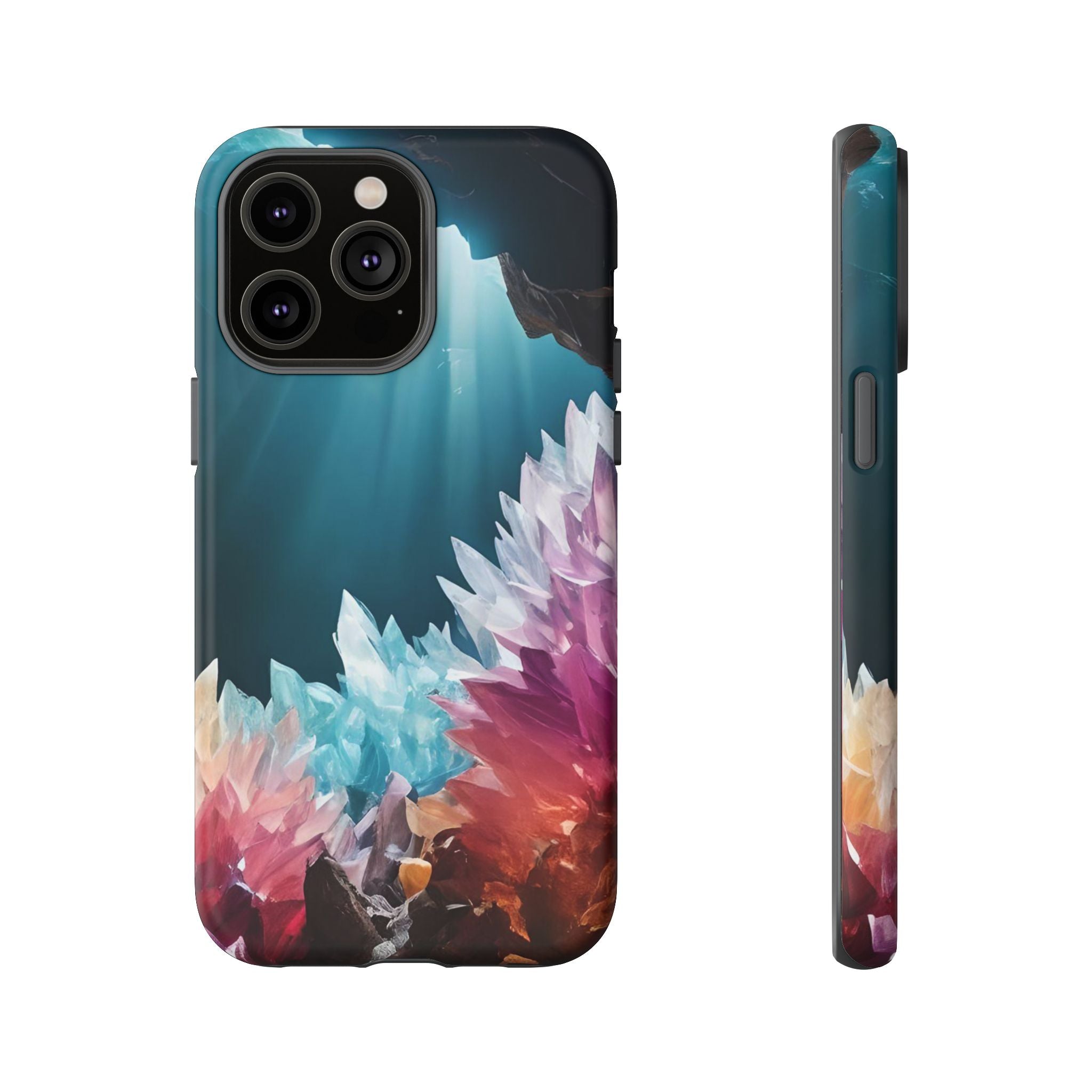 Colorful Crystal Phone Case, Tough Phone Cover, Gemstone Case, Unique iPhone Cover, Vibrant Art Protector, Gift for Geology Lovers