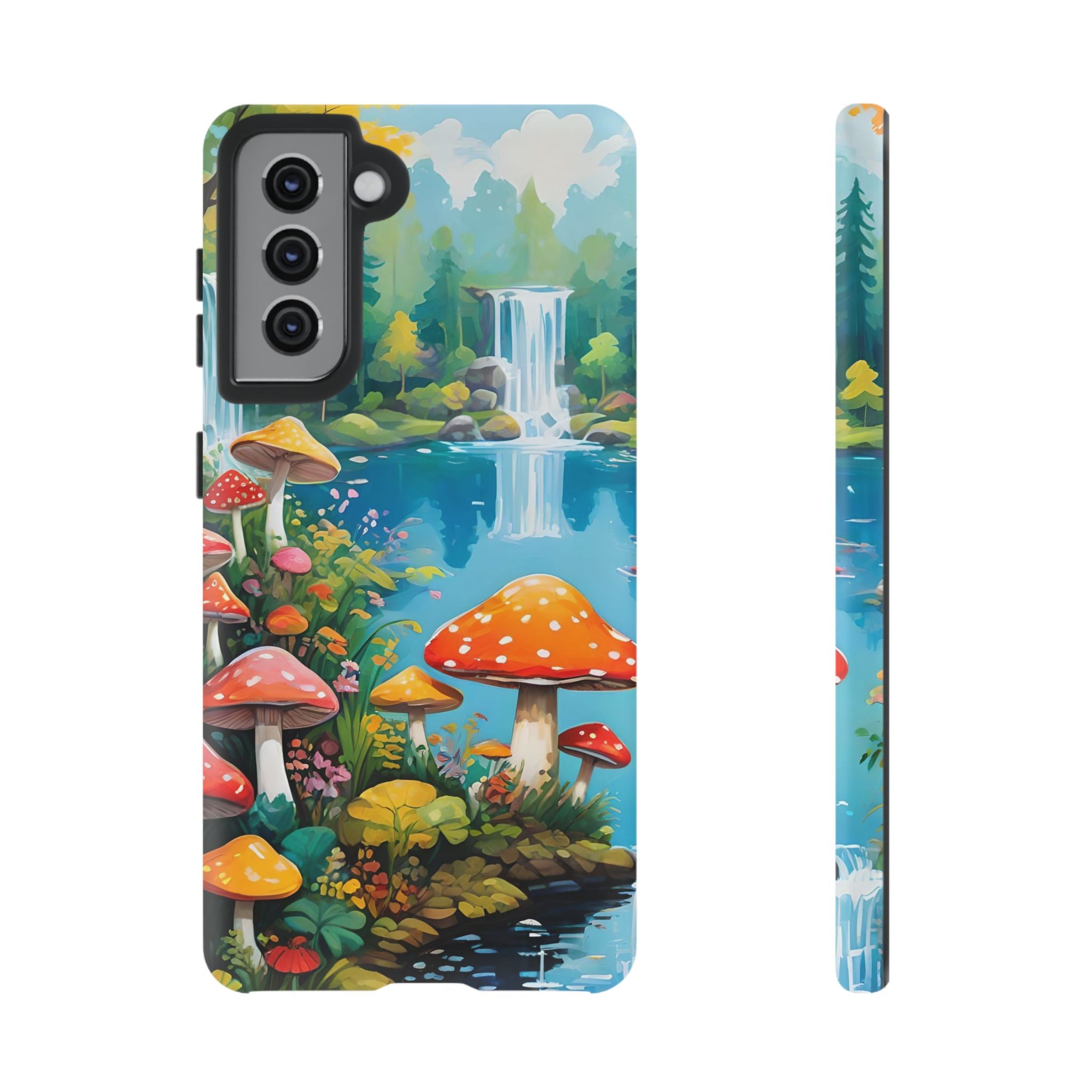 Mushroom Phone Case with Vibrant Nature Scene