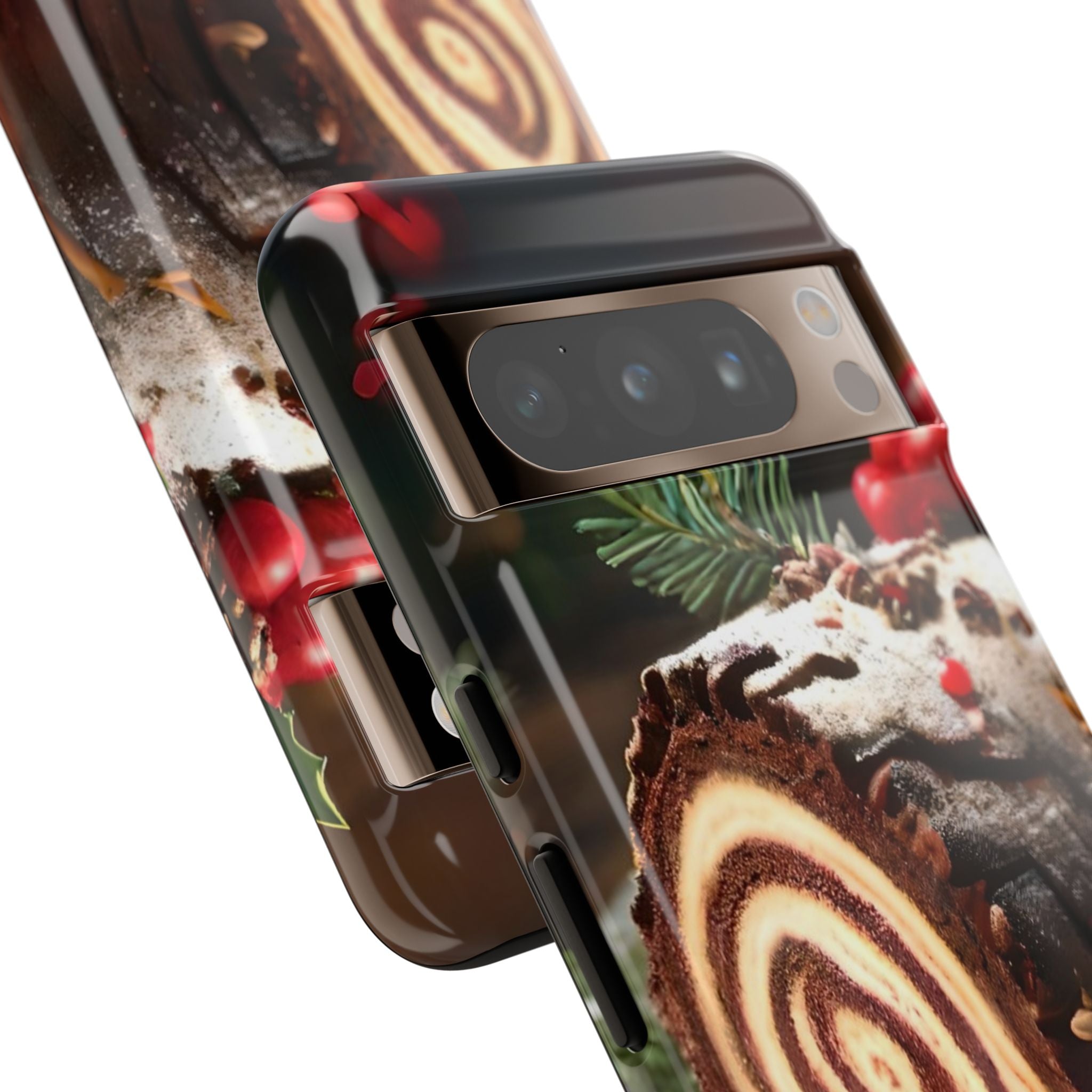 Festive Phone Case with Yule Log Design