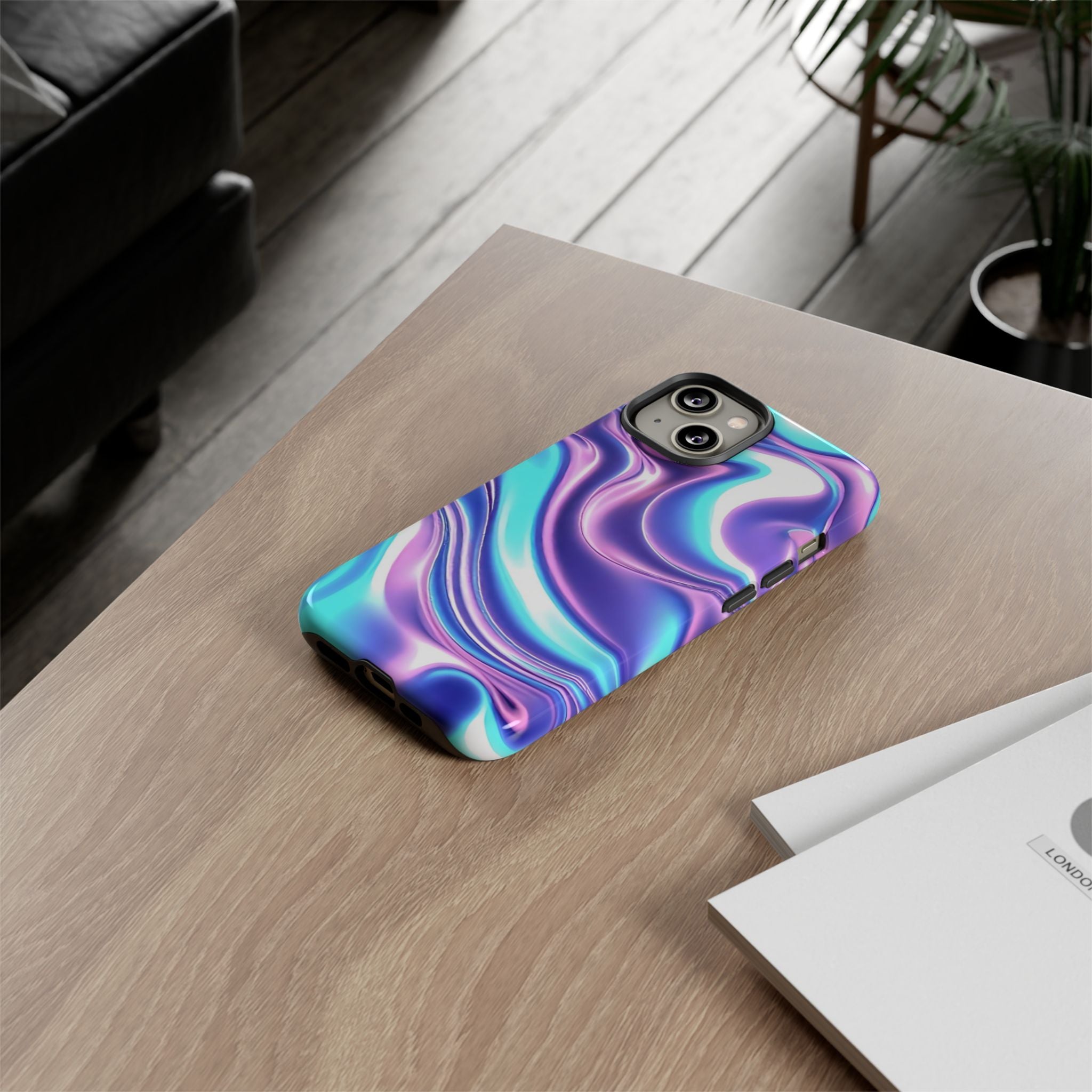 Colorful Phone Case, Tough Case, Swirl Design Phone Cover, Vibrant Phone Accessory, Gift for Her, Trendy Mobile Protection