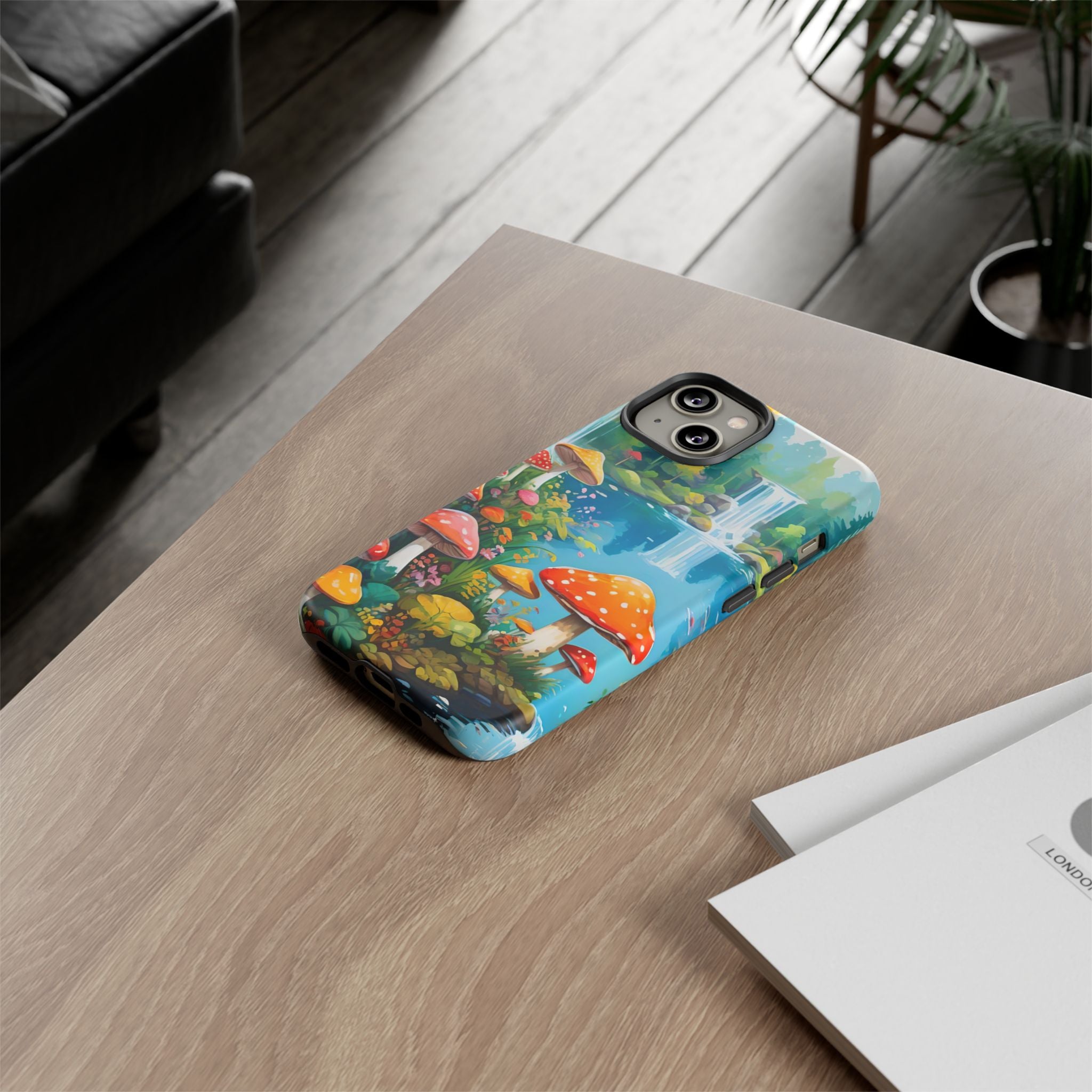 Mushroom Phone Case with Vibrant Nature Scene