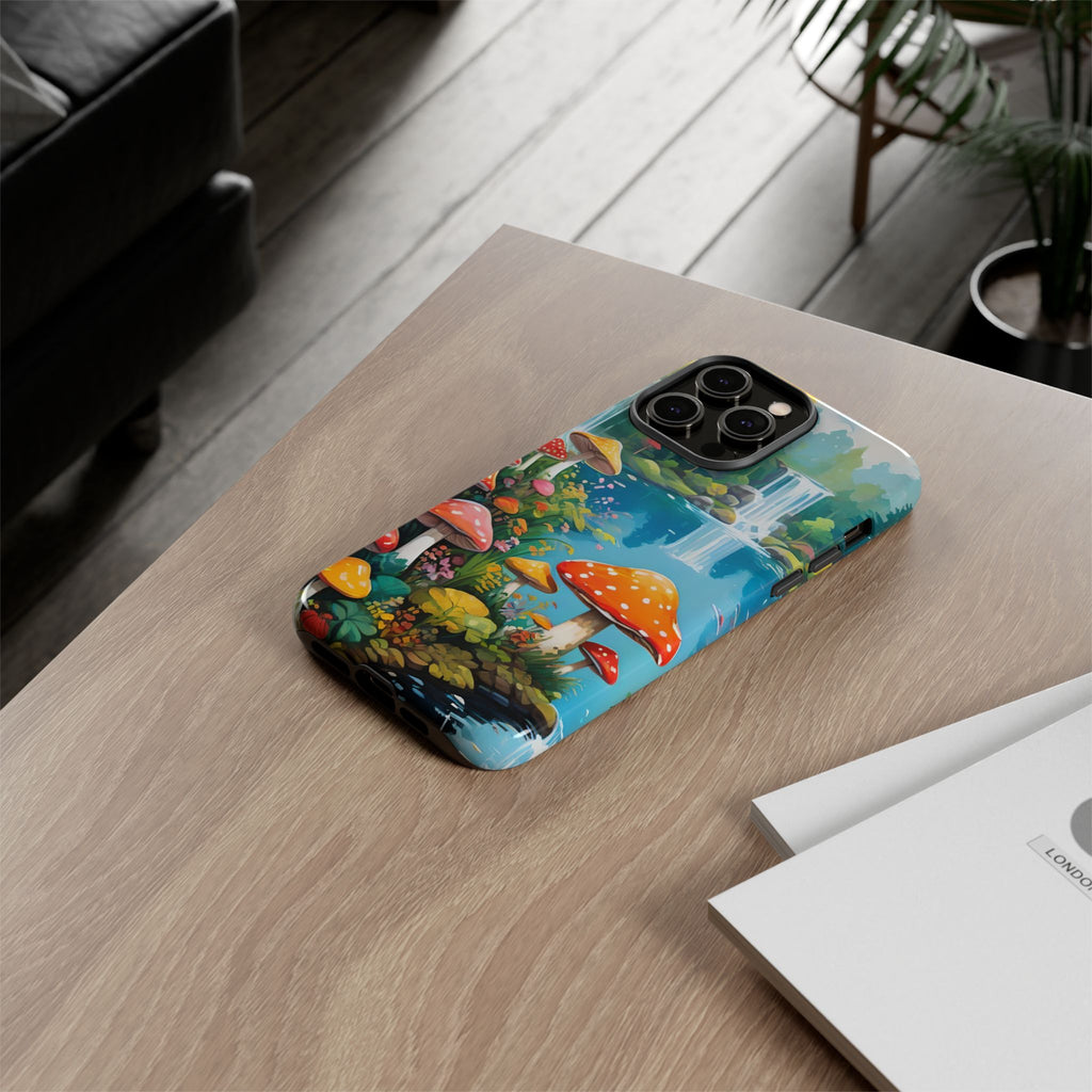 Mushroom Phone Case with Vibrant Nature Scene