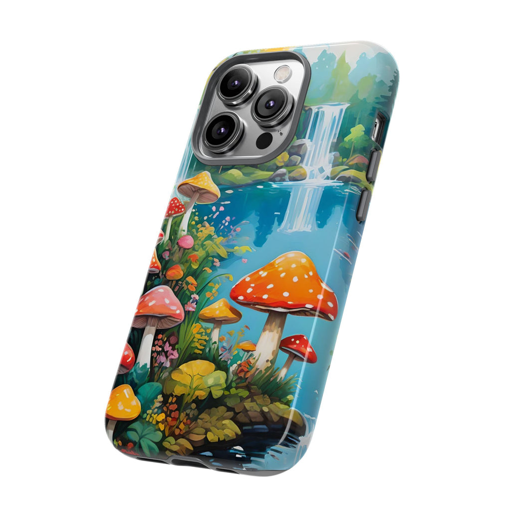 Mushroom Phone Case with Vibrant Nature Scene