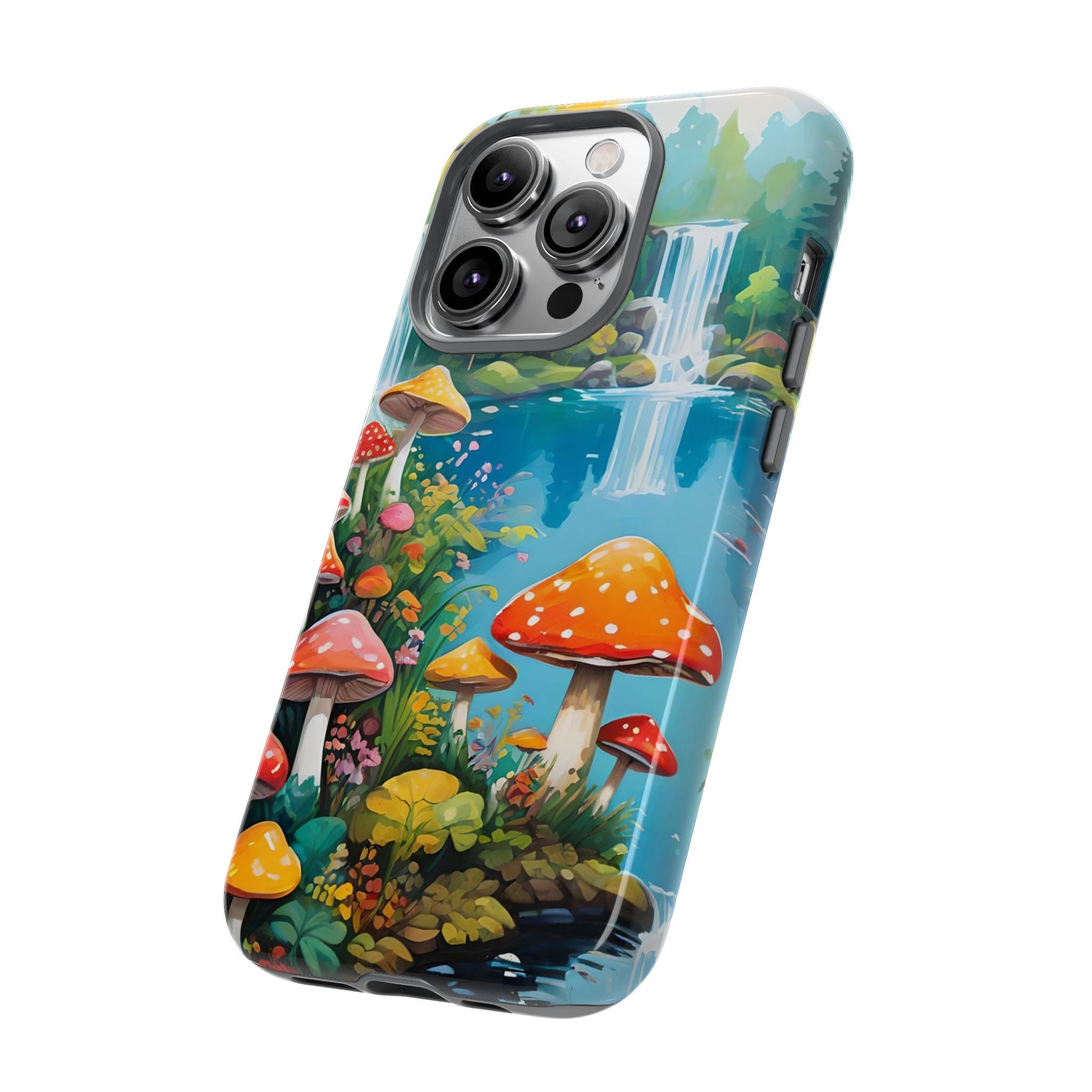 Mushroom Phone Case with Vibrant Nature Scene