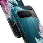 Faisceau lumineux coloré de la grotte de cristal, étui de téléphone