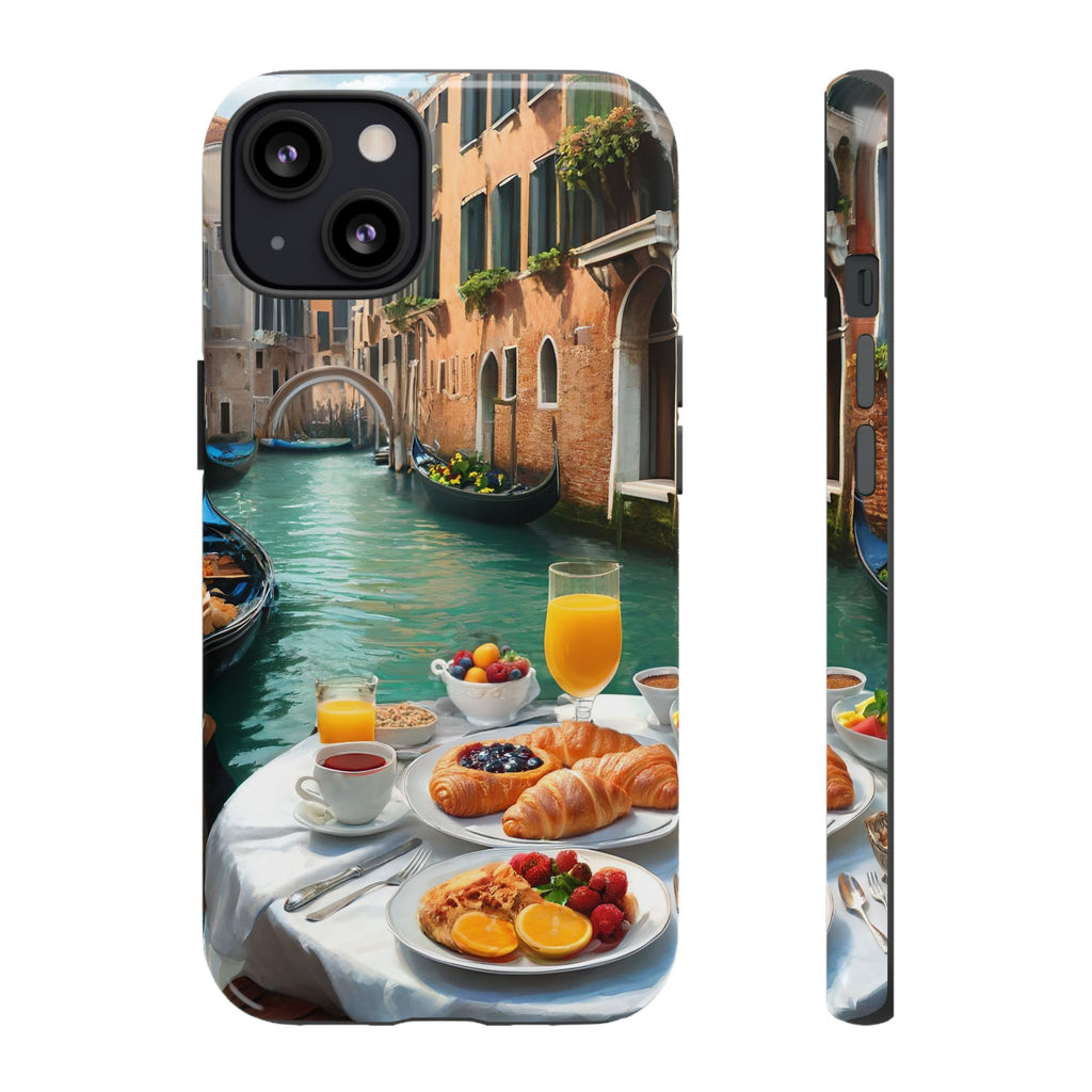 Scène de petit-déjeuner à Venise, étui de téléphone