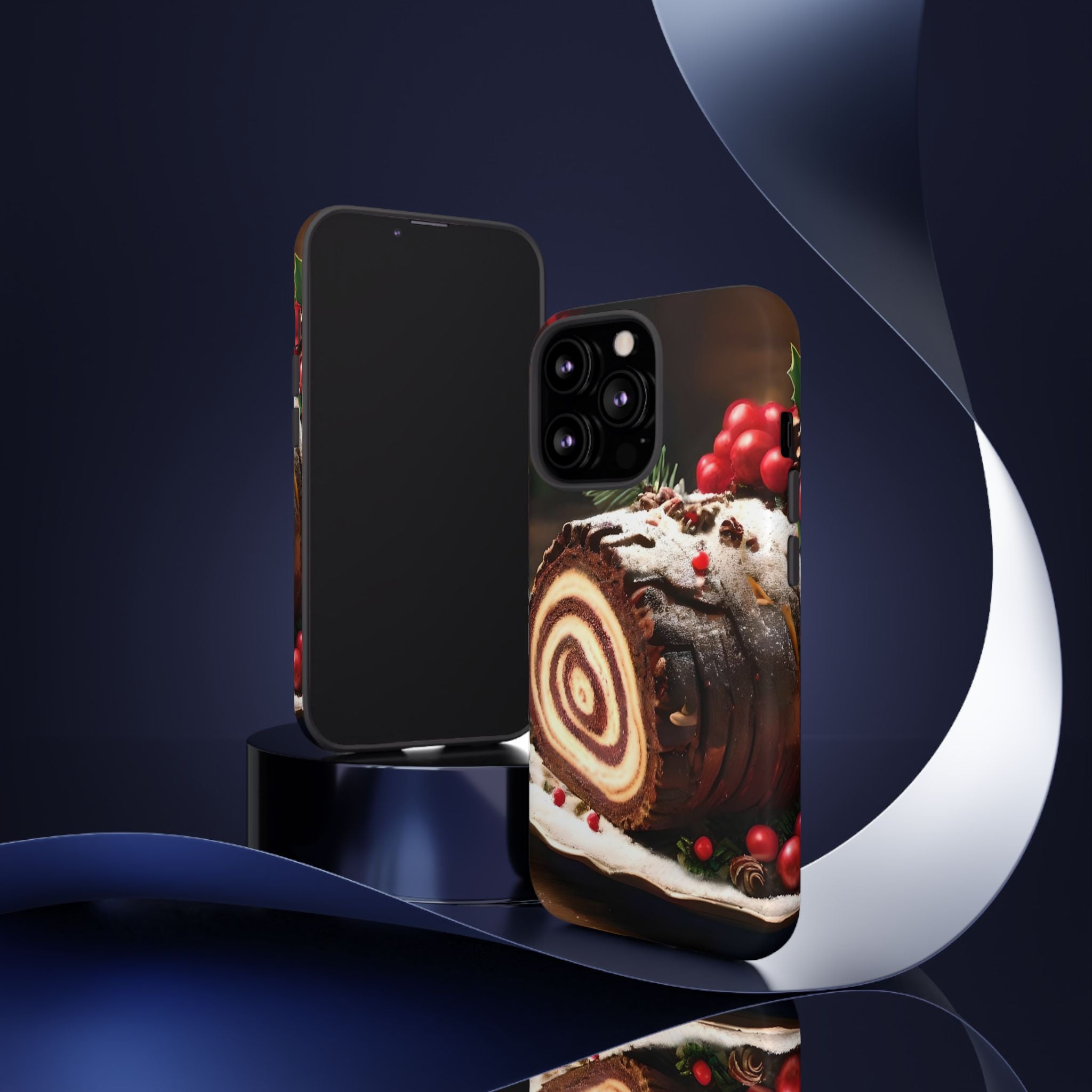 Festive Phone Case with Yule Log Design