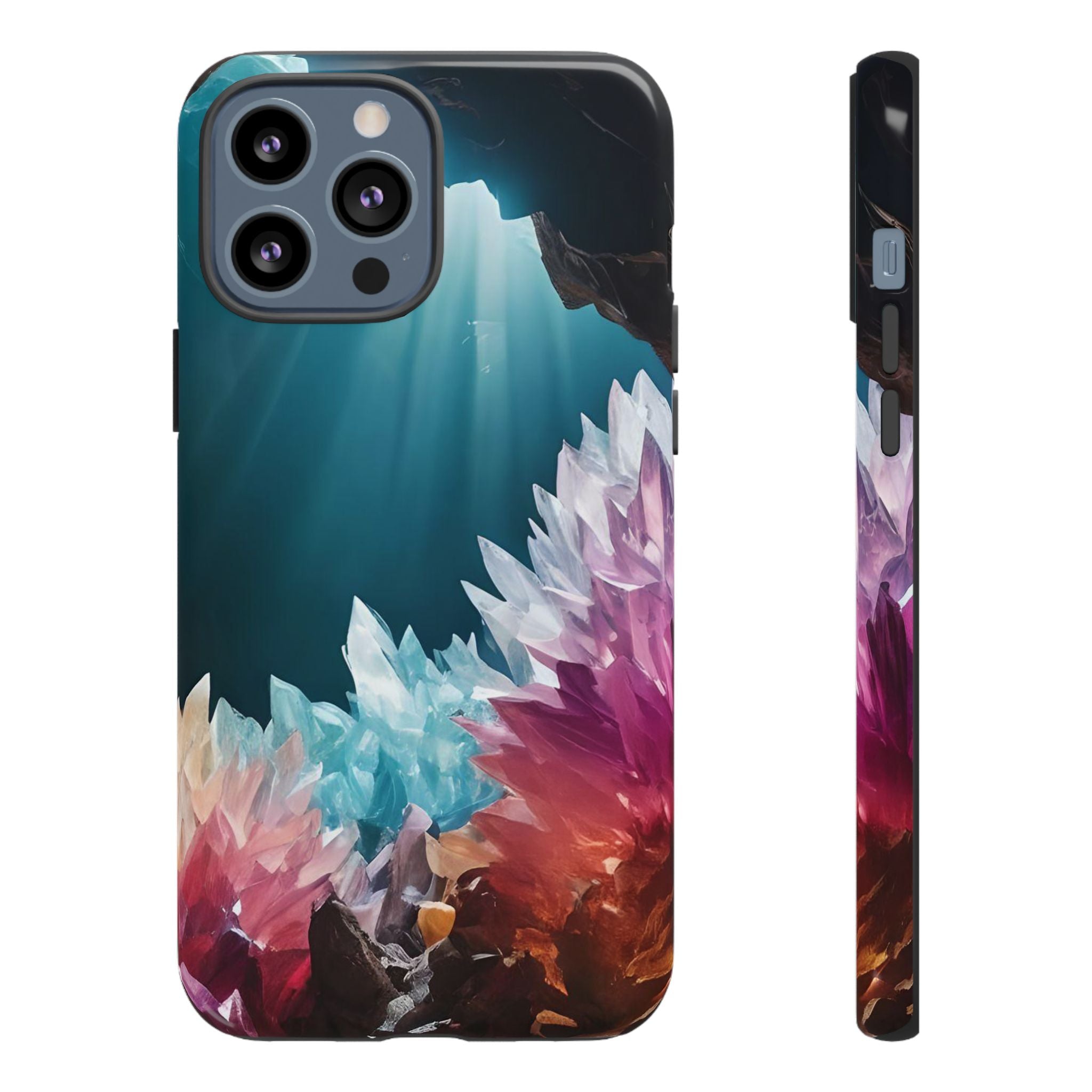 Colorful Crystal Phone Case, Tough Phone Cover, Gemstone Case, Unique iPhone Cover, Vibrant Art Protector, Gift for Geology Lovers