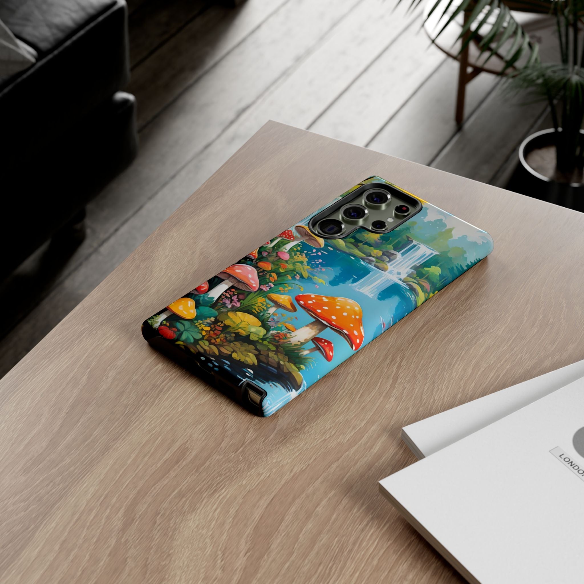 Mushroom Phone Case with Vibrant Nature Scene