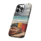 Vue d'un pique-nique sur une plage tropicale, étui pour téléphone