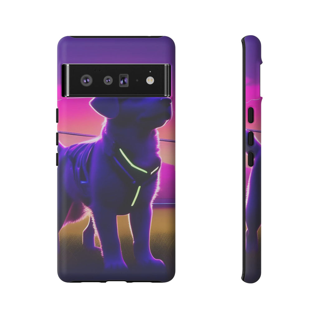 Coque de téléphone motif chien néon vibrant