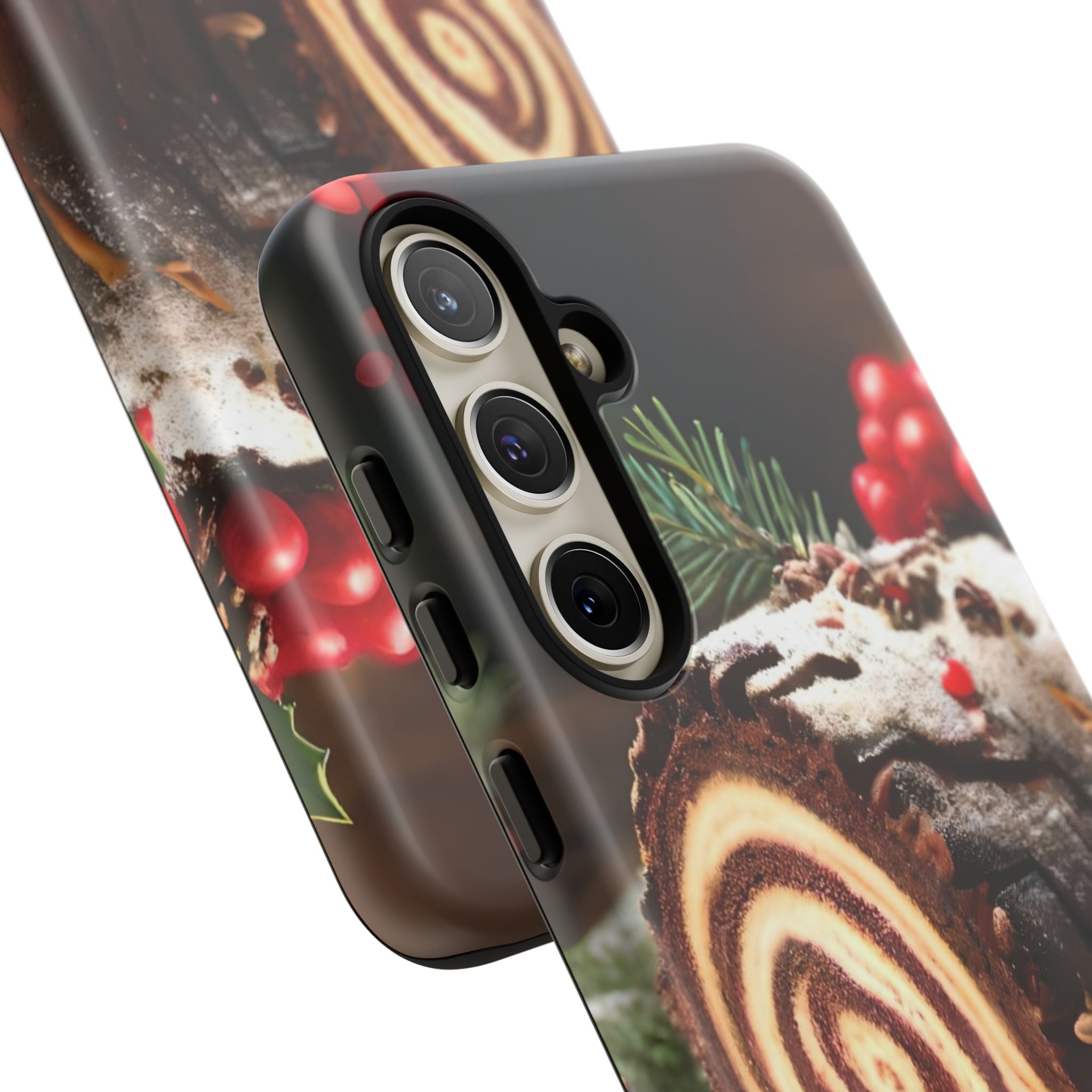 Festive Phone Case with Yule Log Design