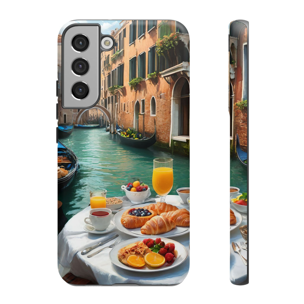 Scène de petit-déjeuner à Venise, étui de téléphone