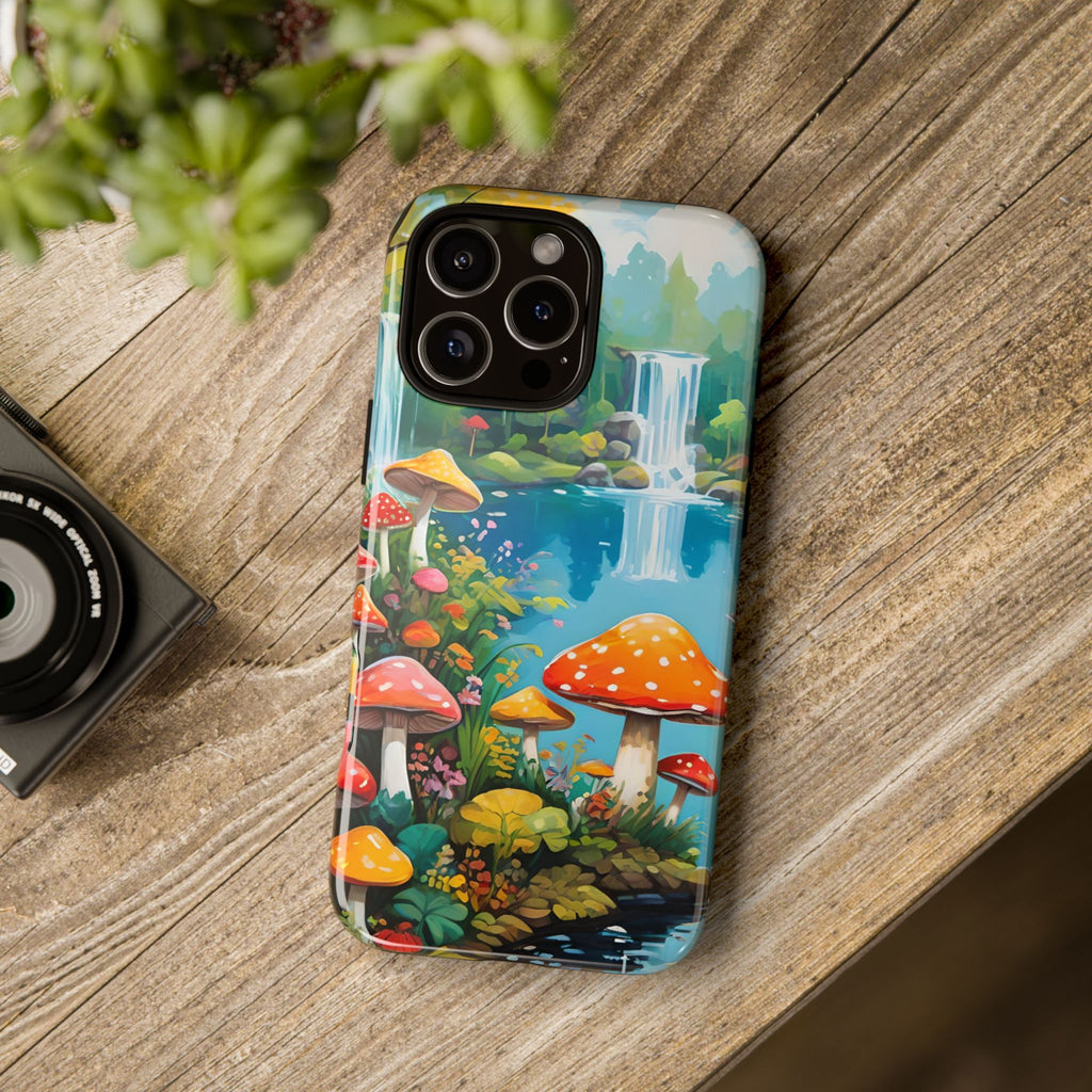 Mushroom Phone Case with Vibrant Nature Scene