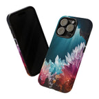 Faisceau lumineux coloré de la grotte de cristal, étui de téléphone