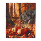 Couverture douillette au motif d'automne avec chemin de citrouilles