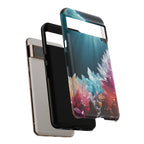 Faisceau lumineux coloré de la grotte de cristal, étui de téléphone