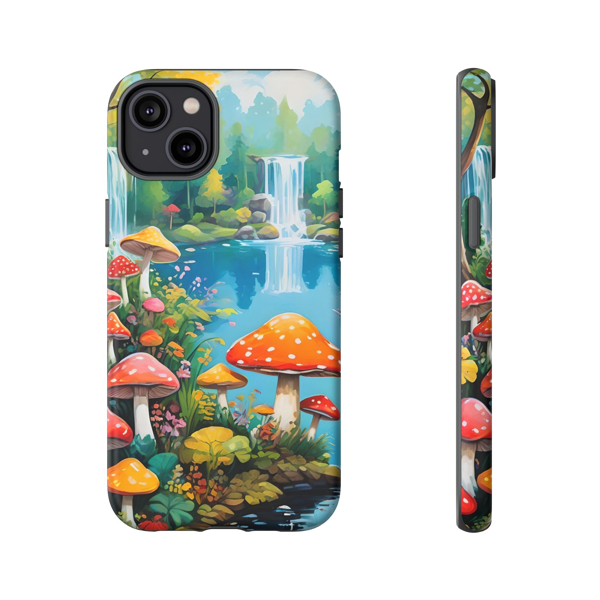 Mushroom Phone Case with Vibrant Nature Scene