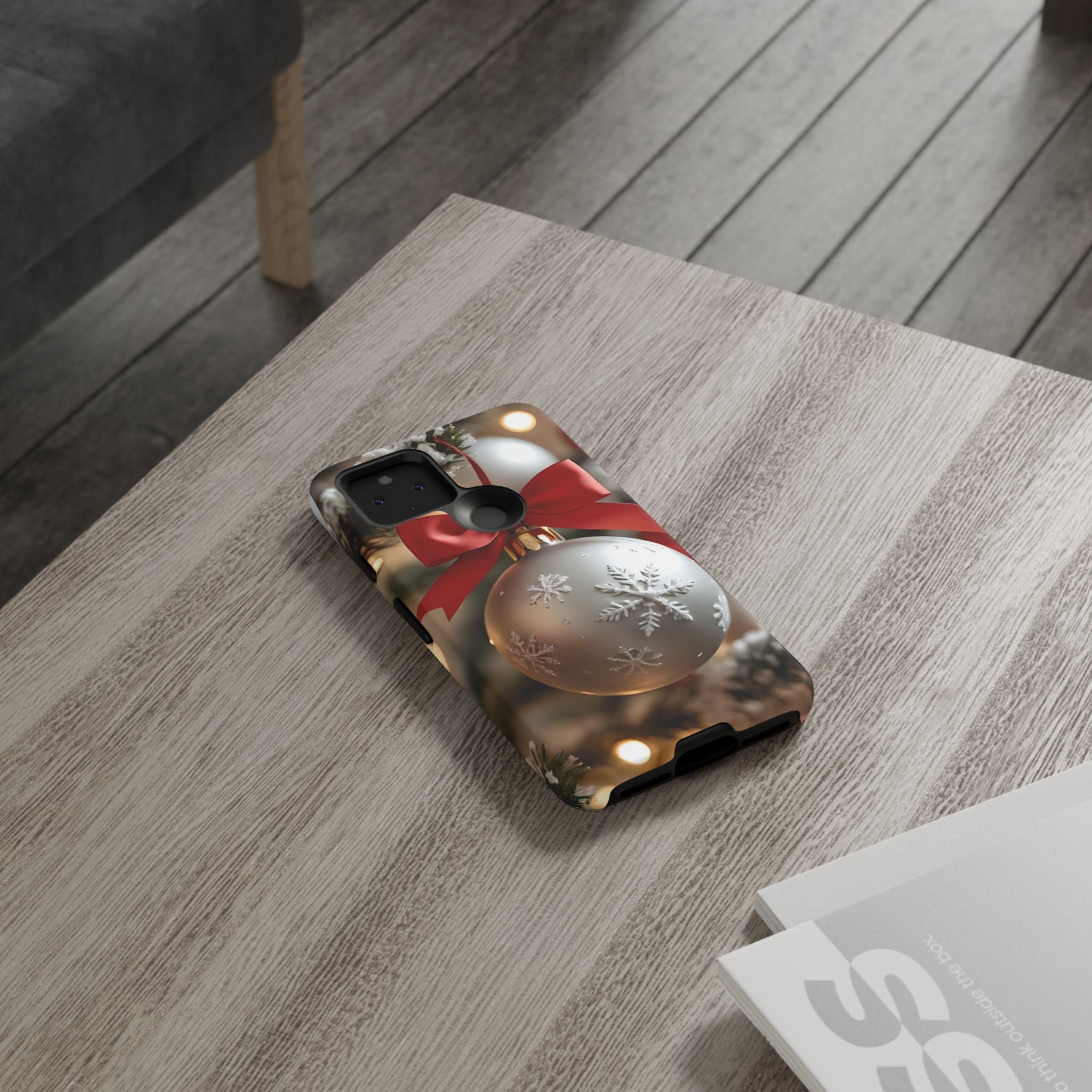 Christmas Phone Case with Seasonal Ornament Design