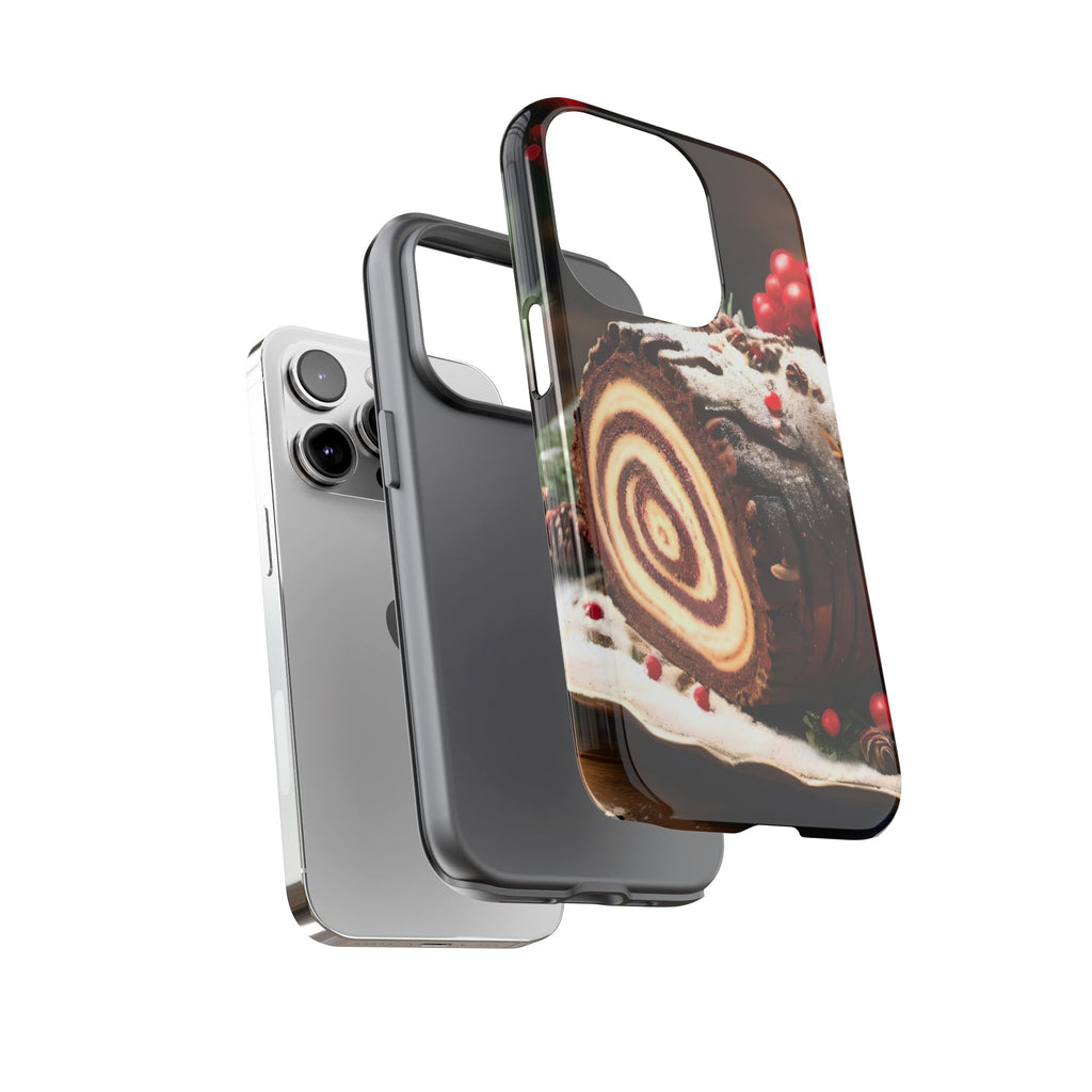 Festive Phone Case with Yule Log Design