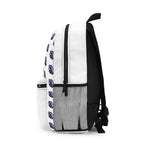 Neon Football Pattern Print, White Backpack