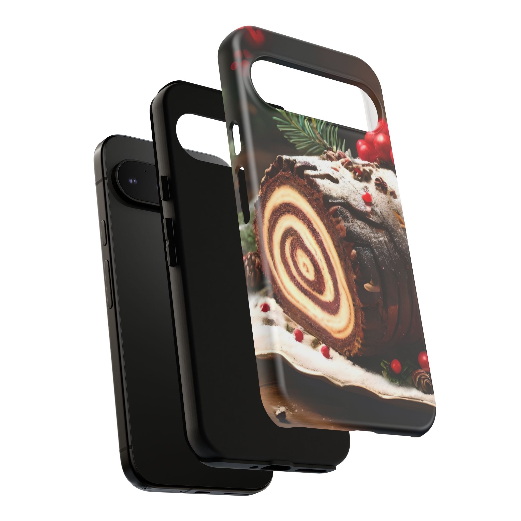 Festive Phone Case with Yule Log Design