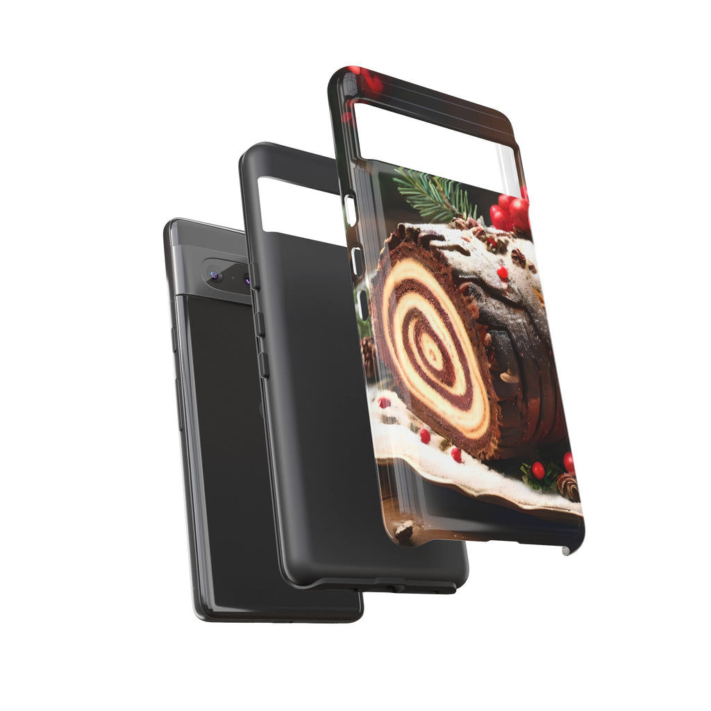 Festive Phone Case with Yule Log Design