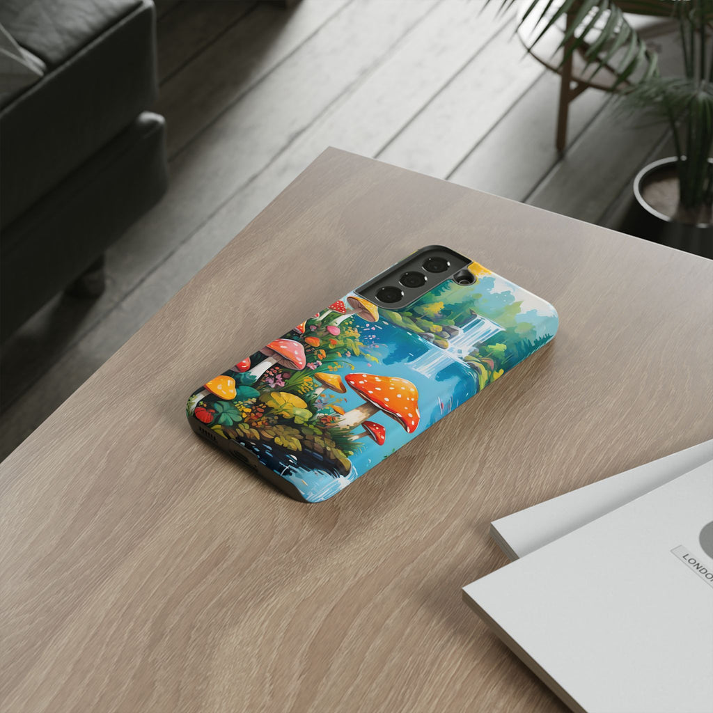 Mushroom Phone Case with Vibrant Nature Scene