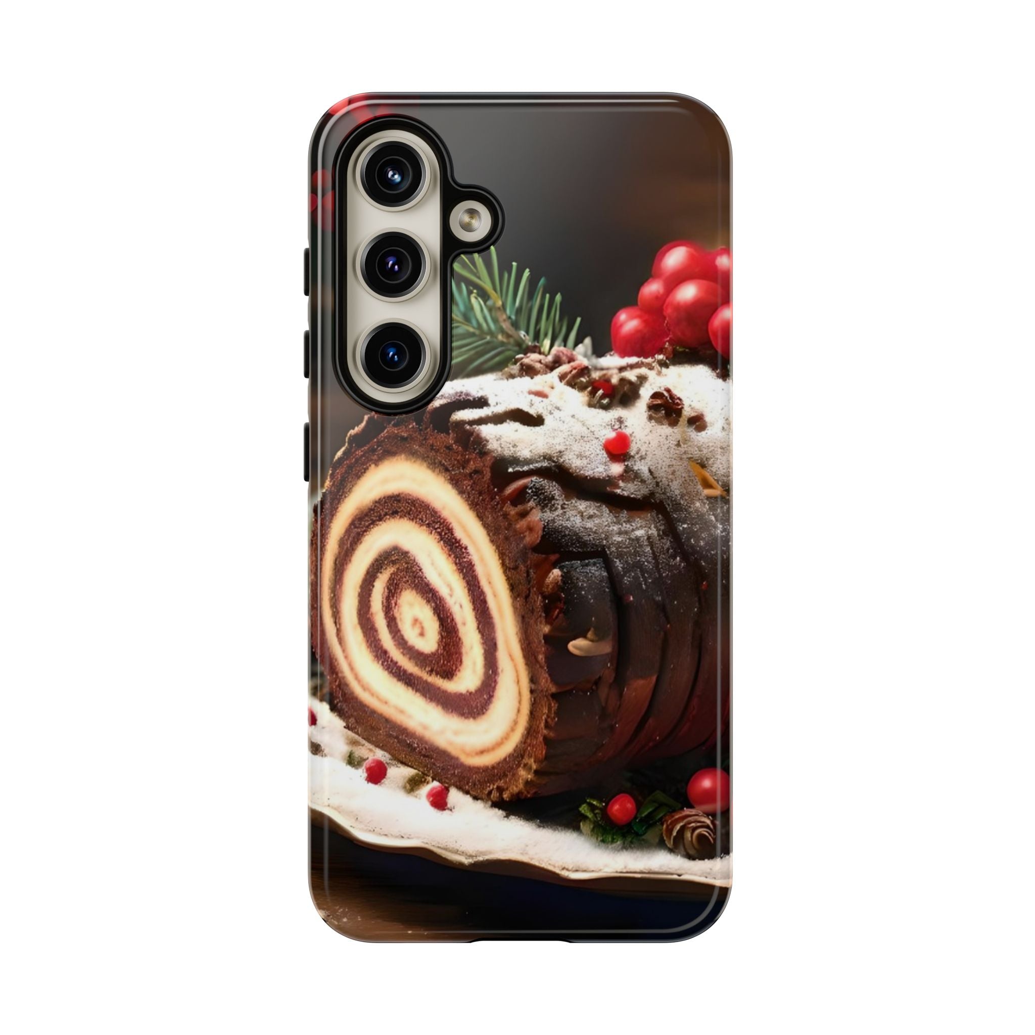 Festive Phone Case with Yule Log Design