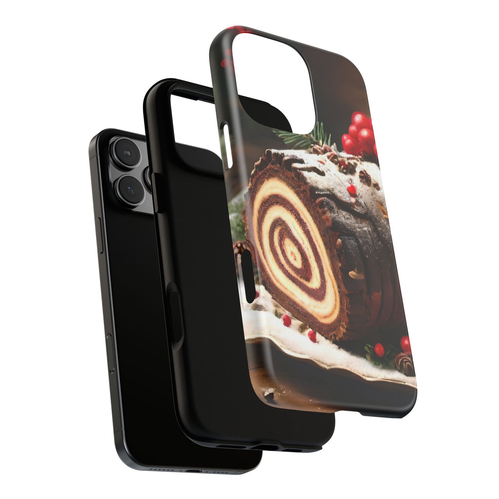Festive Phone Case with Yule Log Design