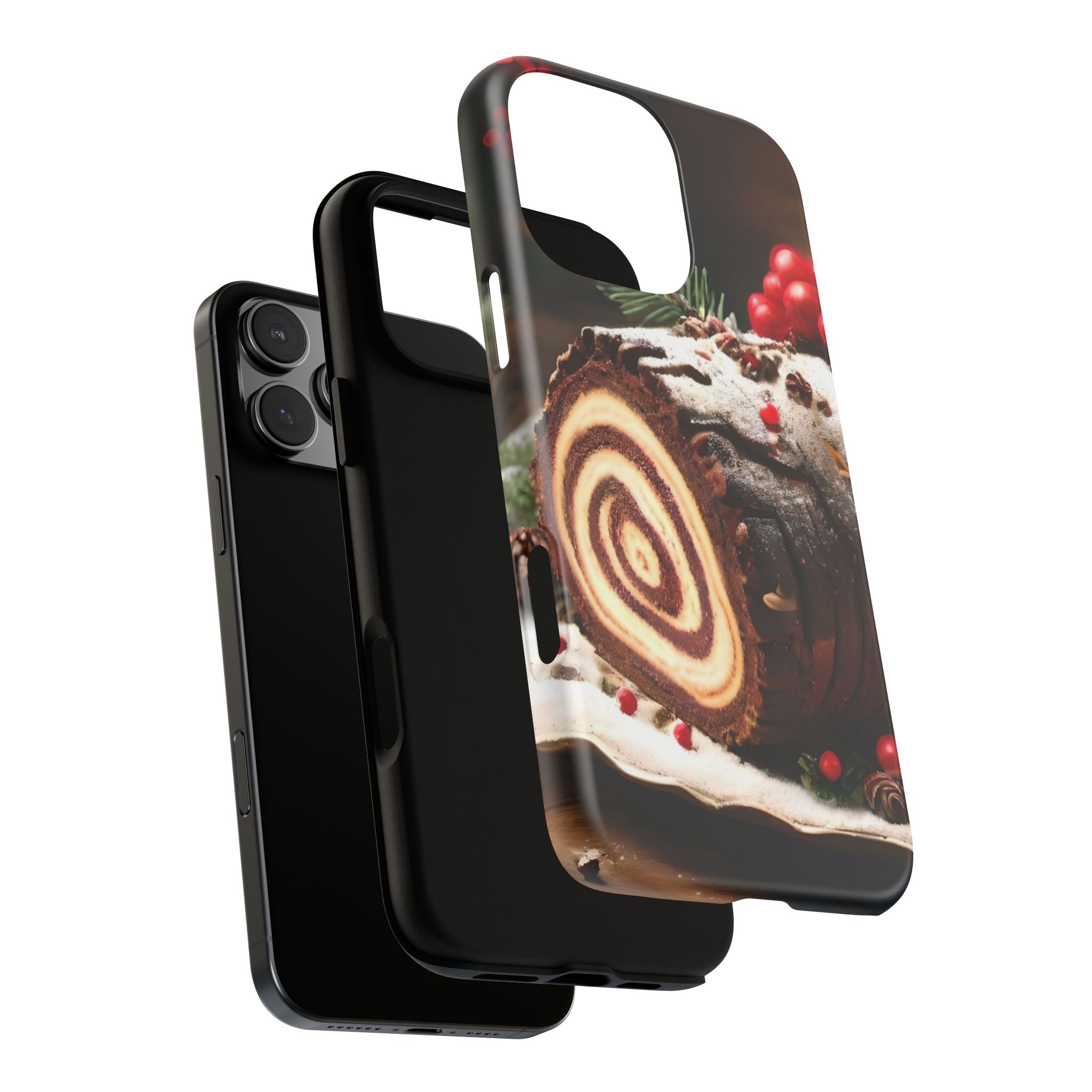 Festive Phone Case with Yule Log Design