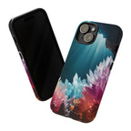 Faisceau lumineux coloré de la grotte de cristal, étui de téléphone