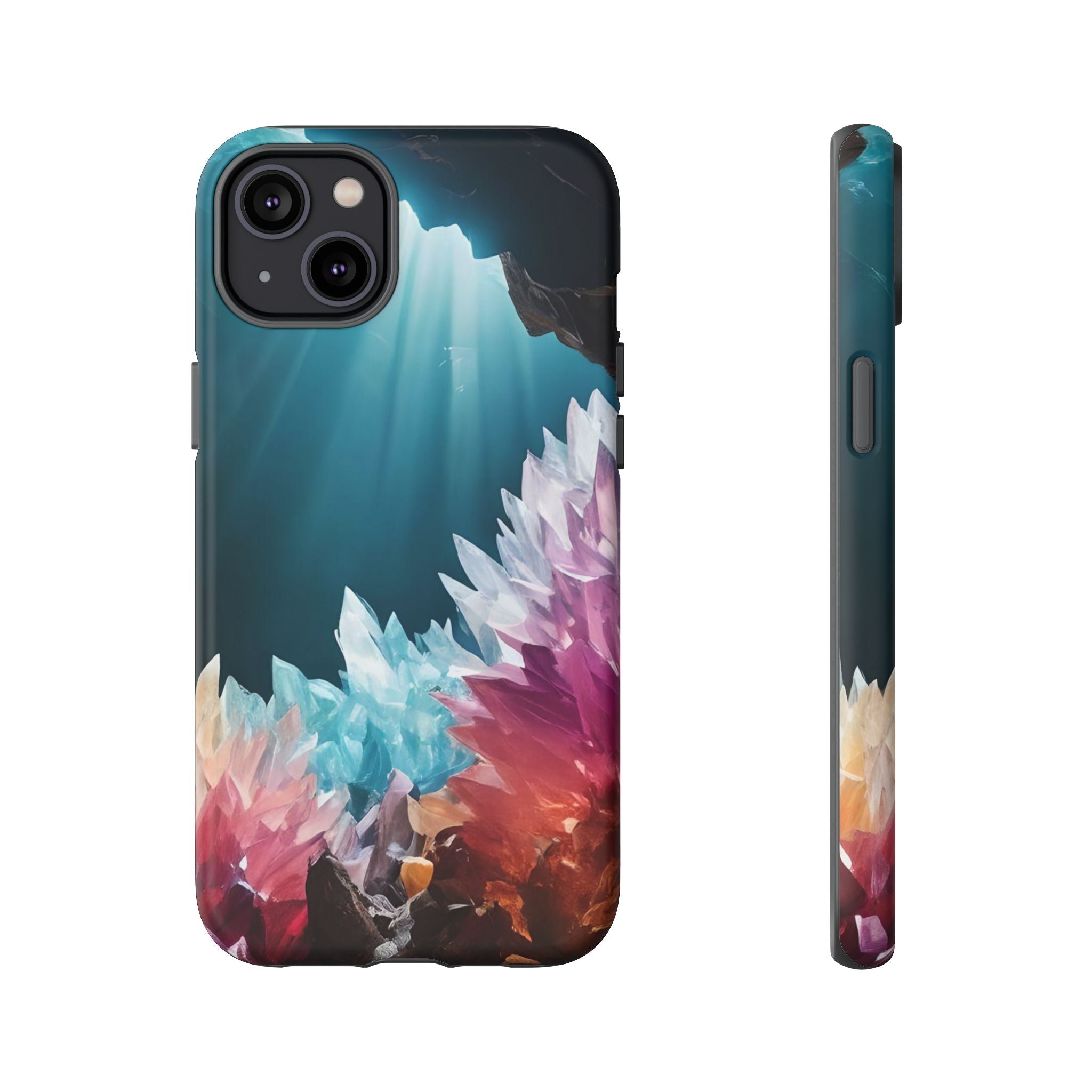 Colorful Crystal Phone Case, Tough Phone Cover, Gemstone Case, Unique iPhone Cover, Vibrant Art Protector, Gift for Geology Lovers