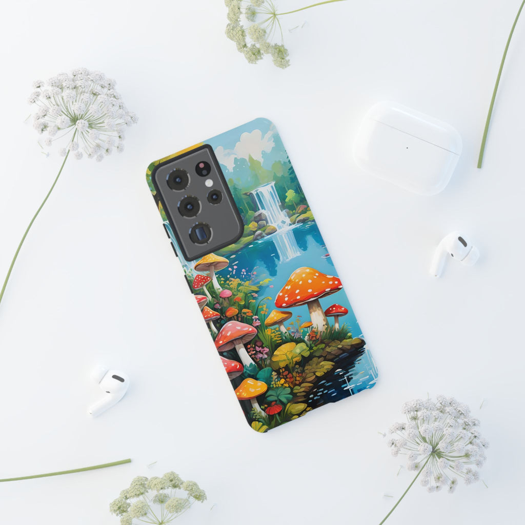 Mushroom Phone Case with Vibrant Nature Scene