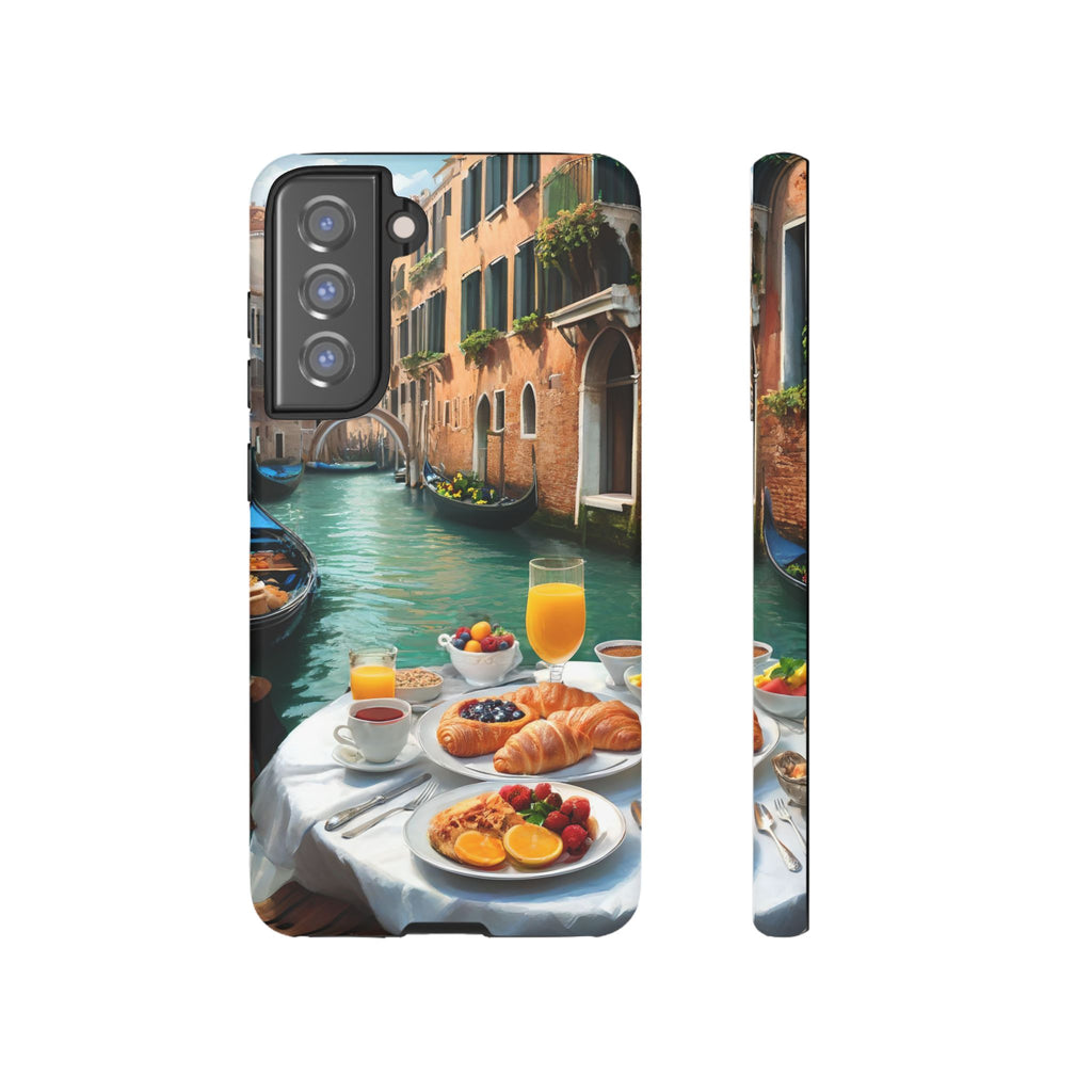 Scène de petit-déjeuner à Venise, étui de téléphone