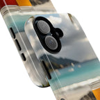 Vue d'un pique-nique sur une plage tropicale, étui pour téléphone