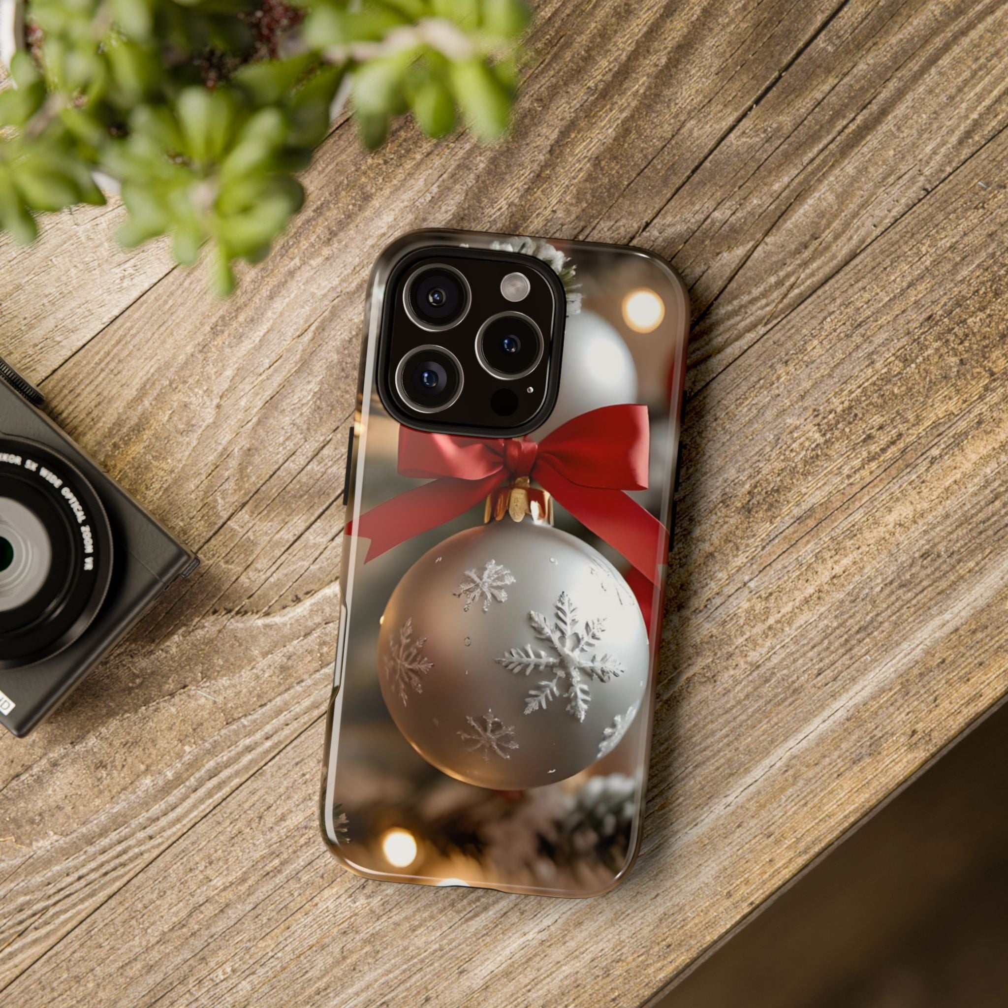 Christmas Phone Case with Seasonal Ornament Design