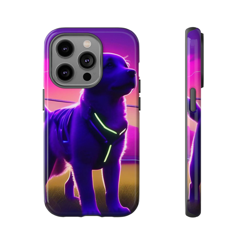 Coque de téléphone motif chien néon vibrant