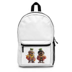 Cool Pineapple Characters Print, White Backpack