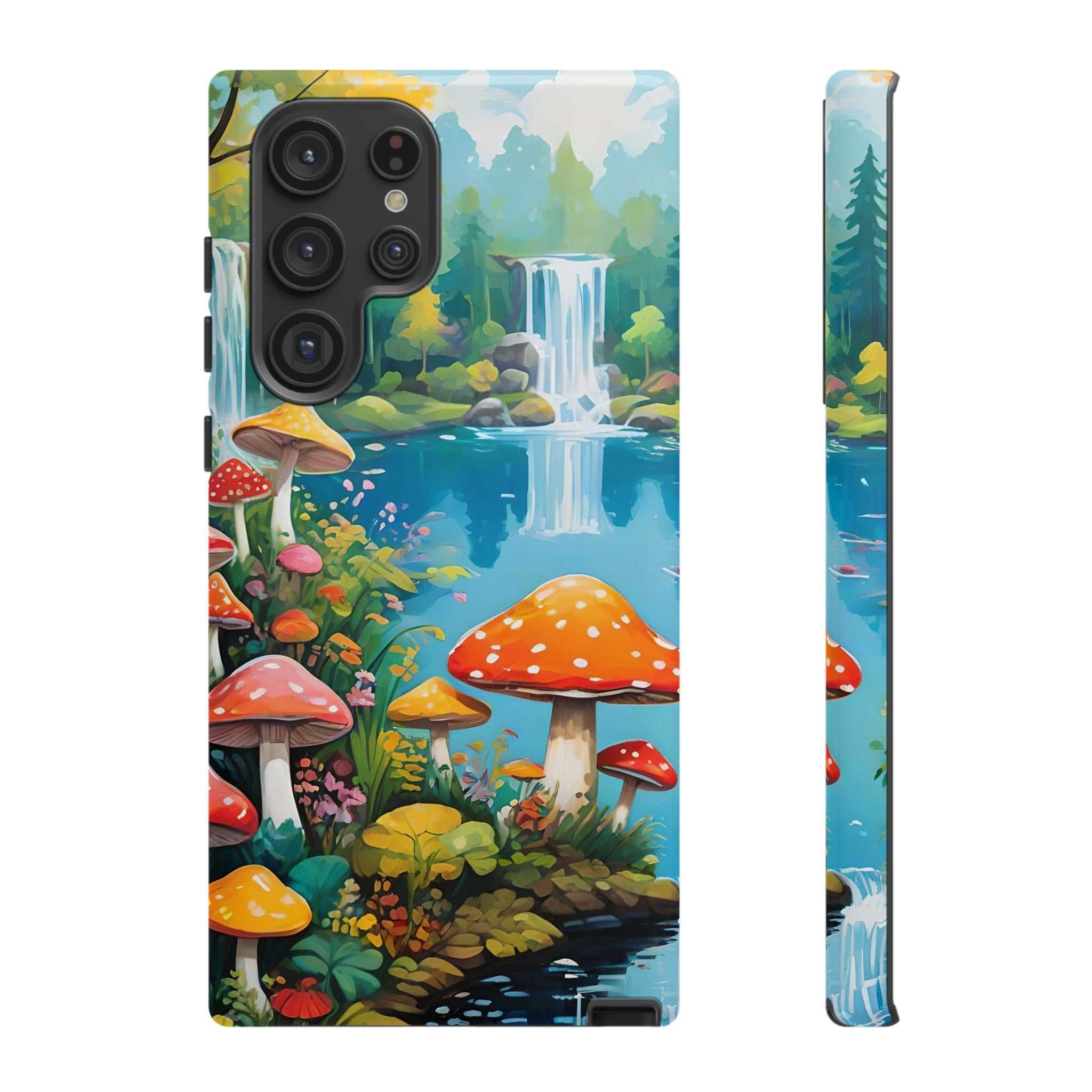 Mushroom Phone Case with Vibrant Nature Scene