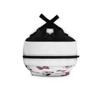 Soccer Ball and Pink Bow Pattern, White Backpack