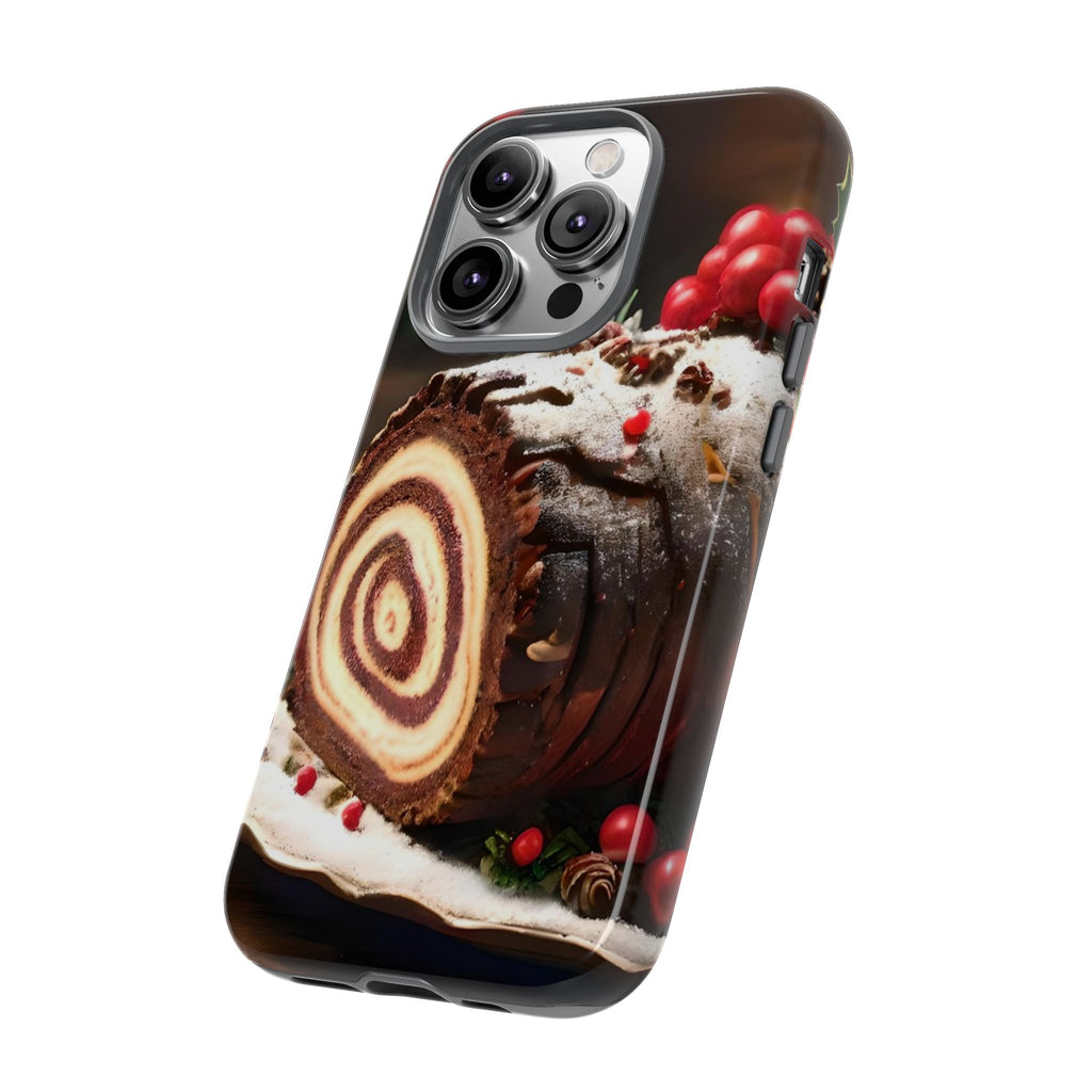 Festive Phone Case with Yule Log Design