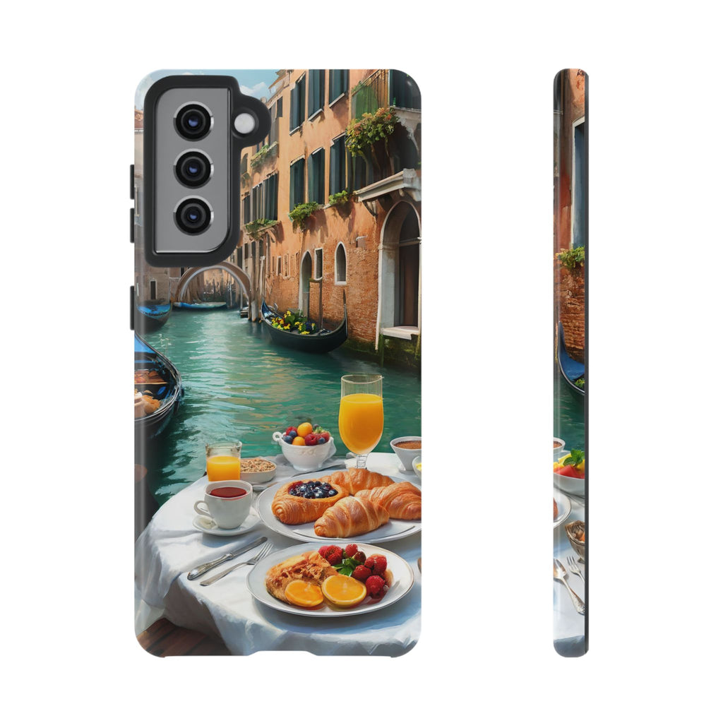 Scène de petit-déjeuner à Venise, étui de téléphone