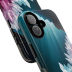 Faisceau lumineux coloré de la grotte de cristal, étui de téléphone