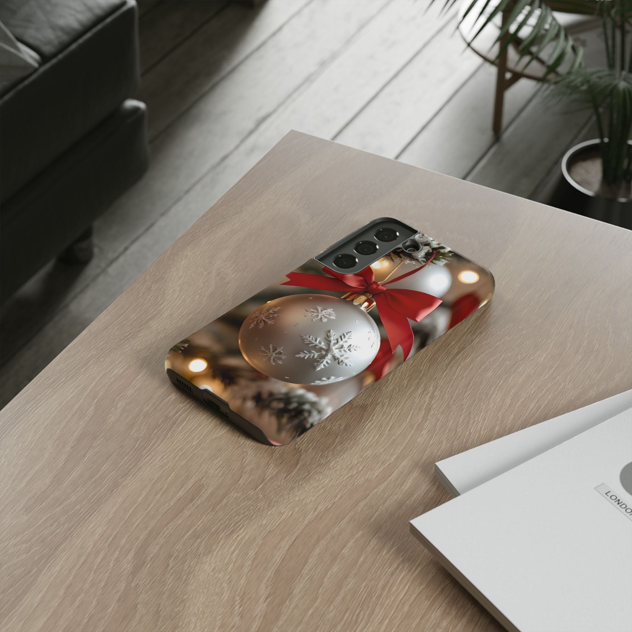 Christmas Phone Case with Seasonal Ornament Design
